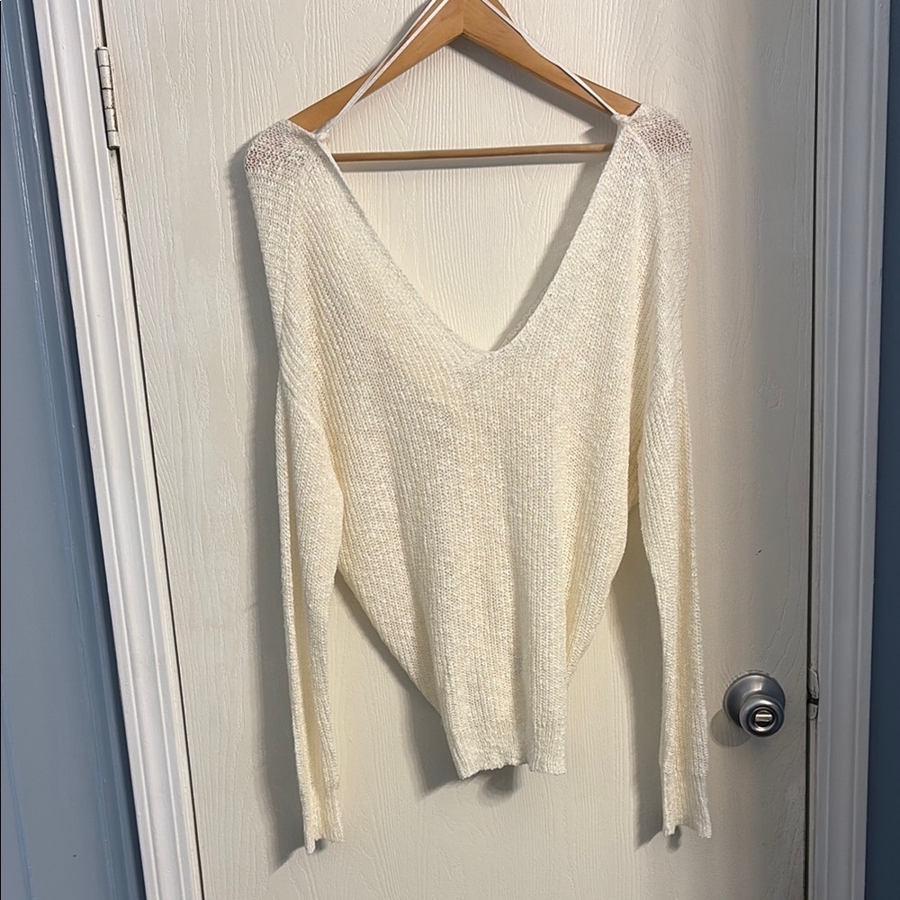 moon & madison Cream V-Neck Sweater
